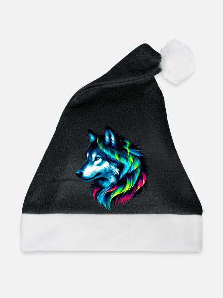 Wolf - Weihnachtsmütze - Schwarz/Weiß