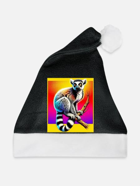 Lemur - Weihnachtsmütze - Schwarz/Weiß
