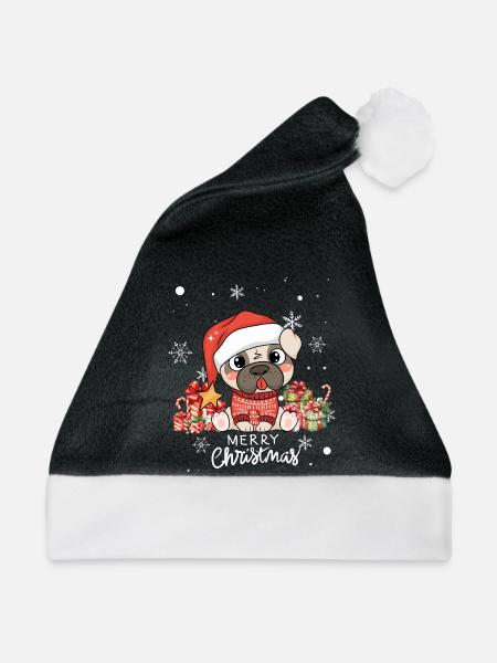 Hunde-Weihnachten - Weihnachtsmütze - Schwarz/Weiß