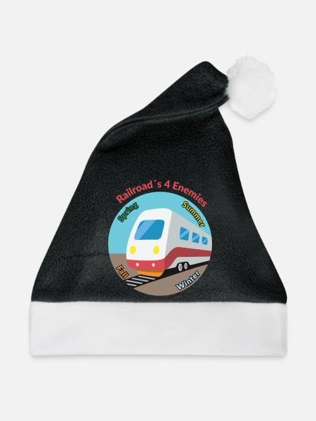 Vier Jahreszeiten Zug Motiv, immer unpünktlich - Weihnachtsmütze - Schwarz/Weiß