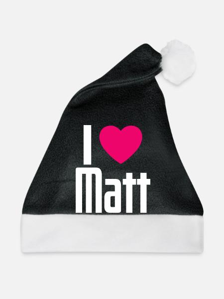 I Love Matt Pinkes Herz Ich liebe Matt - Weihnachtsmütze - Schwarz/Weiß - Vorne