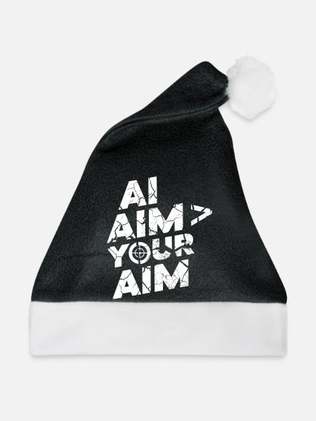 Ich Bin Dein Ziel – Distressed Target Typo - Weihnachtsmütze - Schwarz/Weiß - Vorne