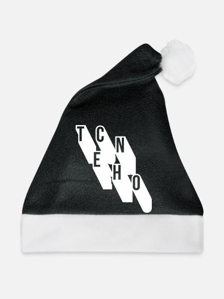 Techno-Musik geometrisches Logodesign - Weihnachtsmütze - Schwarz/Weiß - Vorne