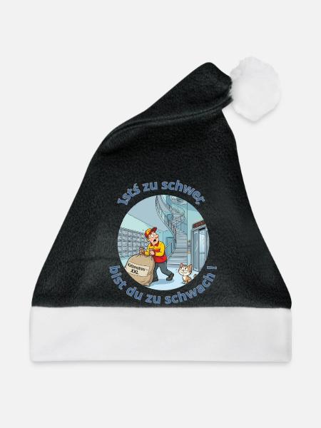 DHL Bote mit Katzenstreu XXL Lieferspaß Cartoon - Weihnachtsmütze - Schwarz/Weiß - Vorne