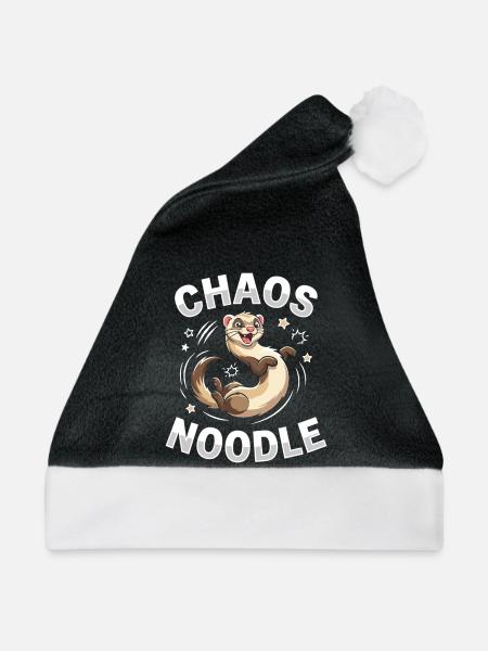 Chaos Noodle Frettchen Cartoon - Weihnachtsmütze - Schwarz/Weiß