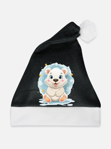 Polarbärchen im Winterzauber - Weihnachtsmütze - Schwarz/Weiß