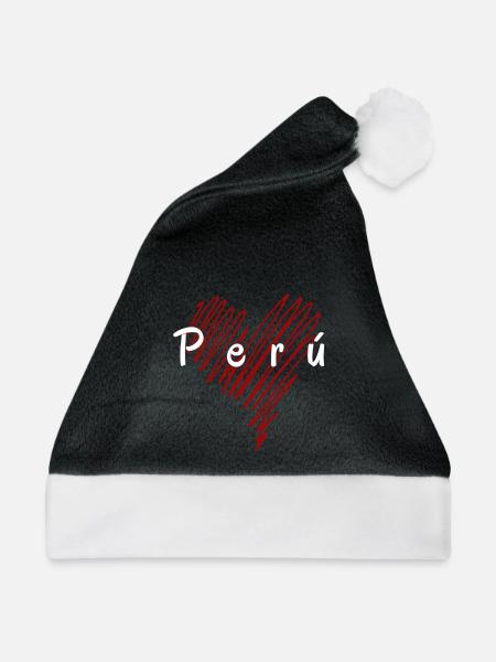 Ich liebe Peru, Herz Peru - Weihnachtsmütze - Schwarz/Weiß