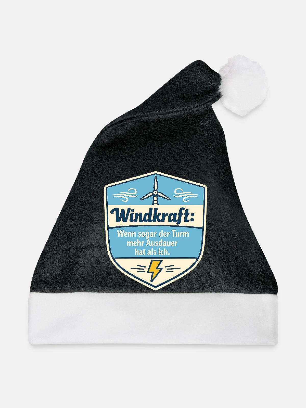 Windkraft Spruchschild Humor - Weihnachtsmütze - Schwarz/Weiß - Vorne