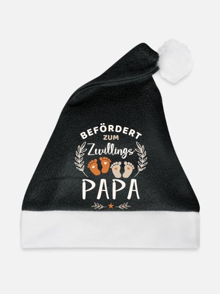 Befördert zum Zwillingspapa Papa von Zwillingen - Weihnachtsmütze - Schwarz/Weiß - Vorne