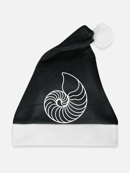 Nautilus Spirale Linienkunst - Weihnachtsmütze - Schwarz/Weiß - Vorne