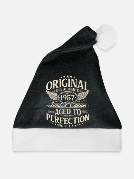 Original 1957 Jahrgang Geburtstag Geschenk Retro  - Weihnachtsmütze - Schwarz/Weiß - Vorne