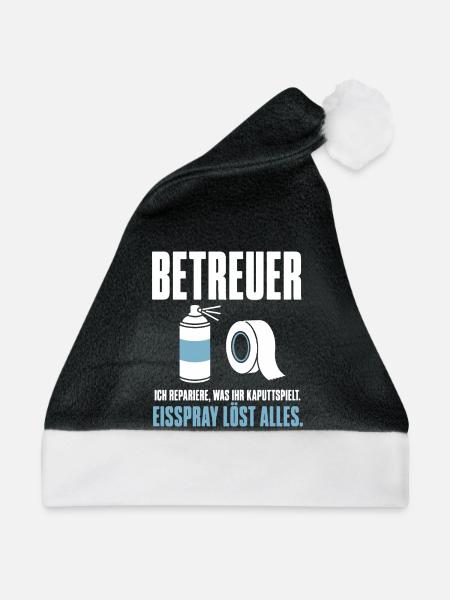 Betreuer Shirt – Repariere, was ihr kaputtspielt - Weihnachtsmütze - Schwarz/Weiß - Vorne