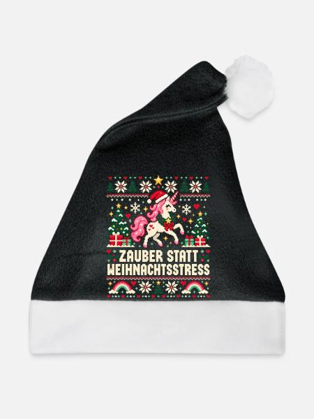 Einhorn - Zauber statt Weihnachtsstress - Weihnachtsmütze - Schwarz/Weiß