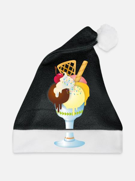 Eiscreme - Weihnachtsmütze - Schwarz/Weiß