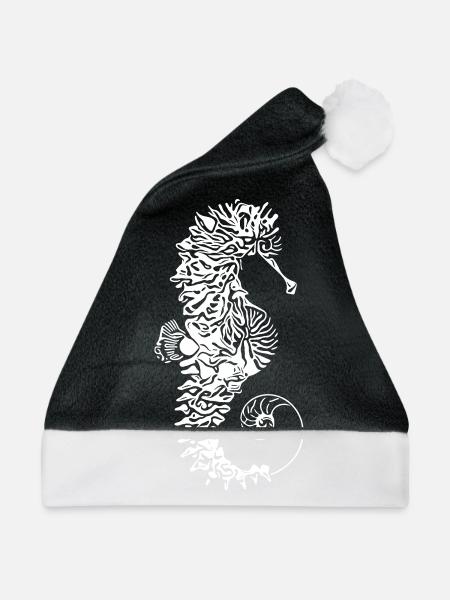 Seepferd - Weihnachtsmütze - Schwarz/Weiß - Vorne