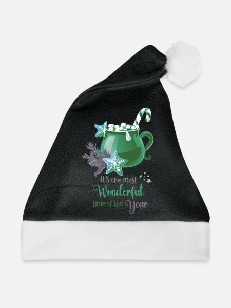 Hot Cacao, It's the most wonderful time, green - Weihnachtsmütze - Schwarz/Weiß