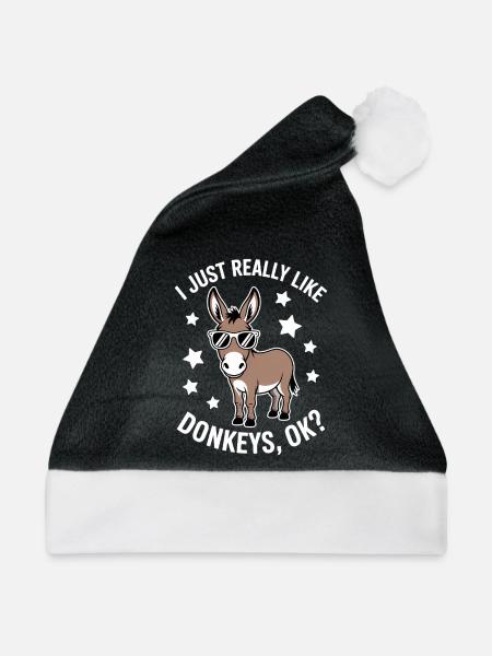 Esel Spruch Esel Lustiges Esel Geschenk - Weihnachtsmütze - Schwarz/Weiß - Vorne
