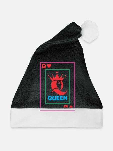 QUEEN Spielkarte - Weihnachtsmütze - Schwarz/Weiß
