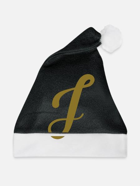 J - Buchstabe - Weihnachtsmütze - Schwarz/Weiß