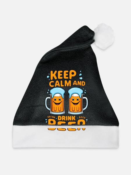 Lustige Bierkrüge - Weihnachtsmütze - Schwarz/Weiß