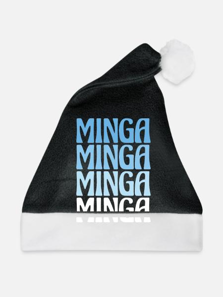 Minga München Dialekt Geschenk - Weihnachtsmütze - Schwarz/Weiß - Vorne