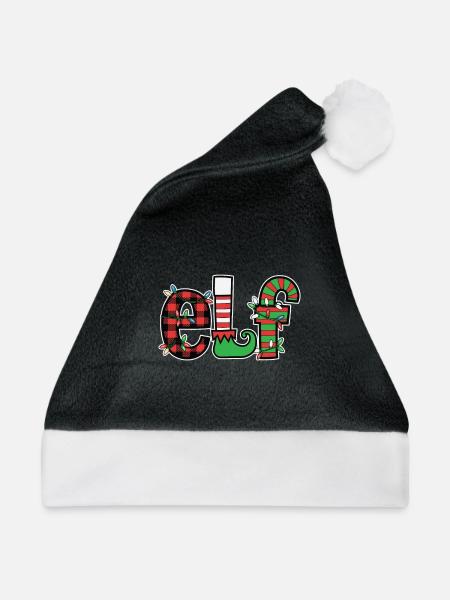 Weihnachtlicher Elf Weihnachtsdeko - Weihnachtsmütze - Schwarz/Weiß - Vorne