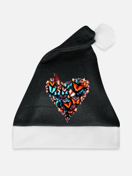 Butterfly heart - Herz voller Schmetterlinge - Weihnachtsmütze - Schwarz/Weiß - Vorne