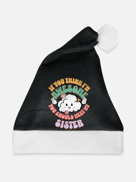 Geschwister Schwester - Weihnachtsmütze - Schwarz/Weiß - Vorne