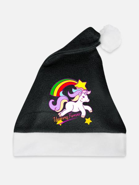 Regenbogen-Einhorn Forever - Weihnachtsmütze - Schwarz/Weiß