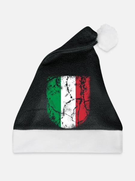 Italien Flagge - Weihnachtsmütze - Schwarz/Weiß - Vorne