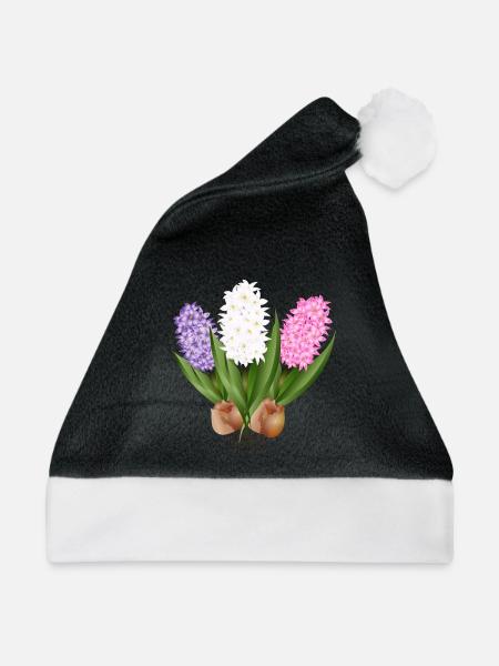 Von Hand gezeichnete Hyazinthen - Weihnachtsmütze - Schwarz/Weiß