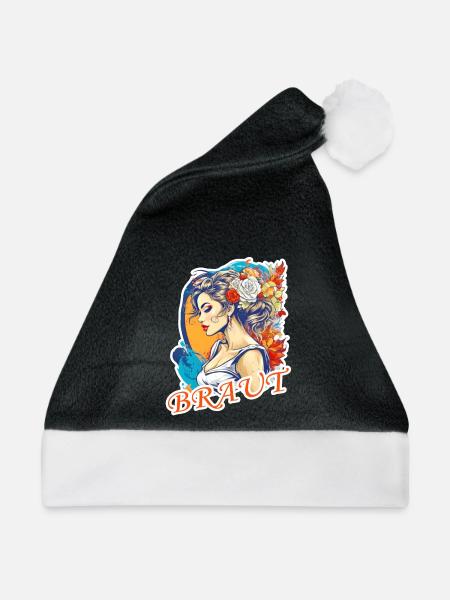 Braut - Weihnachtsmütze - Schwarz/Weiß - Vorne
