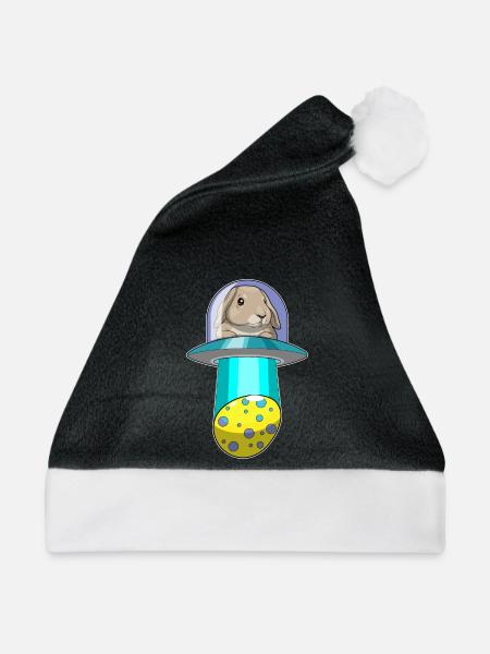Hase Ostern Raumschiff - Weihnachtsmütze - Schwarz/Weiß