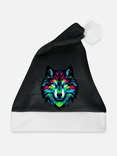 Wolf - Weihnachtsmütze - Schwarz/Weiß