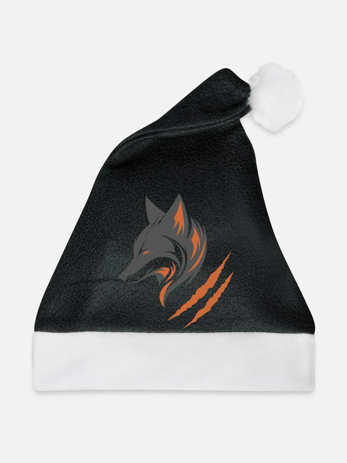 Grauer Fuchs | Orange Fuchs - Weihnachtsmütze - Schwarz/Weiß - Vorne