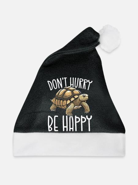 Schildkröten-Appell Beeilen Sie sich nicht, seien Sie glücklich - Weihnachtsmütze - Schwarz/Weiß
