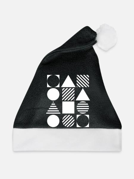 Geometrisches Gitter in Schwarz-Weiß - Weihnachtsmütze - Schwarz/Weiß - Vorne