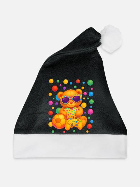 Lebendige Teddy-Gamer-Party-Kunst - Weihnachtsmütze - Schwarz/Weiß