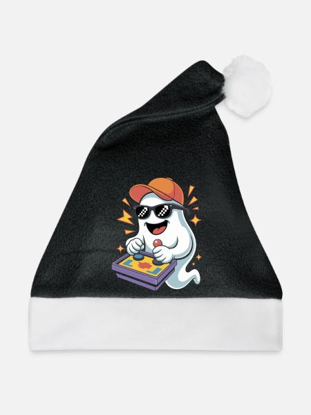 Retro Gamer Halloween Geist - Weihnachtsmütze - Schwarz/Weiß