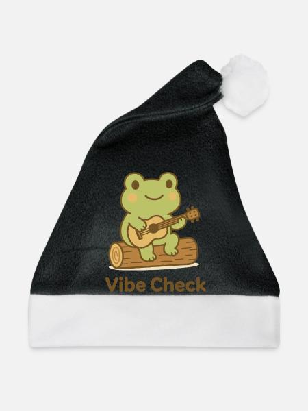 Frog on Log Akustikgitarre - Weihnachtsmütze - Schwarz/Weiß - Vorne