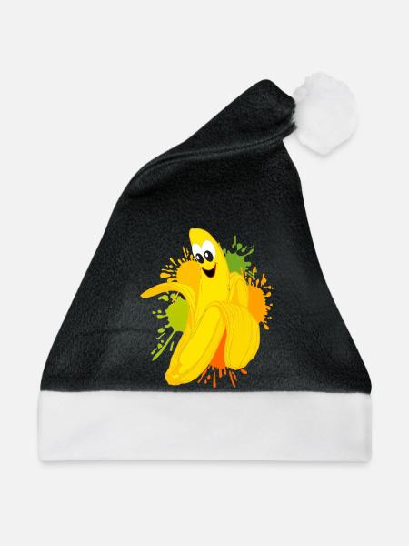 Fröhliche Bananen Farbexplosion - Weihnachtsmütze - Schwarz/Weiß