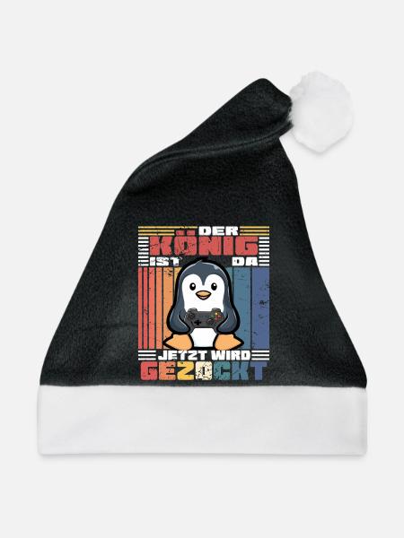 könig will zocken - Weihnachtsmütze - Schwarz/Weiß