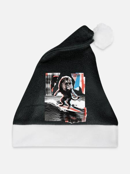 Surfer Löwe - Weihnachtsmütze - Schwarz/Weiß