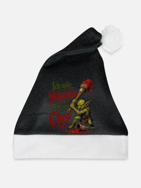 Tabletop Goblin mit Pinsel - Weihnachtsmütze - Schwarz/Weiß