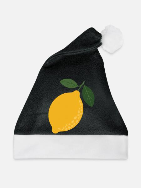 Zitrone & Blätter Illustration - Weihnachtsmütze - Schwarz/Weiß