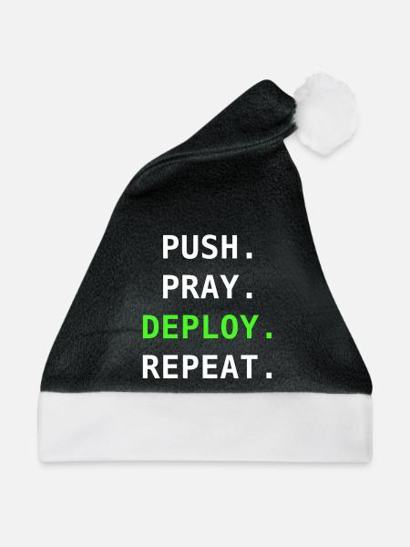Push. Pray. Deploy. Repeat. – DevOps Design - Weihnachtsmütze - Schwarz/Weiß - Vorne