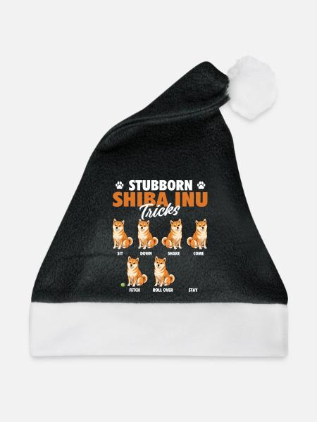 Sturer Shiba Inu trickst Doge-Humor - Weihnachtsmütze - Schwarz/Weiß - Vorne