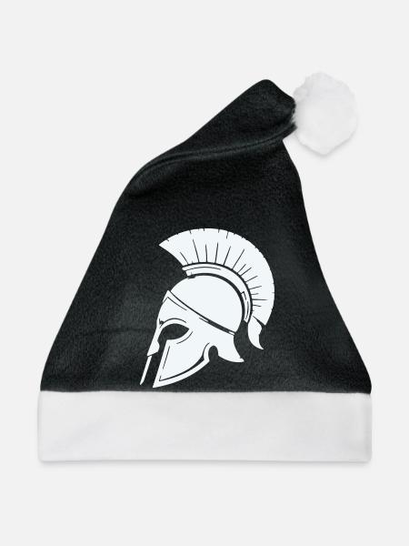 Spartanischer Helmschutz Grafik Blau - Weihnachtsmütze - Schwarz/Weiß