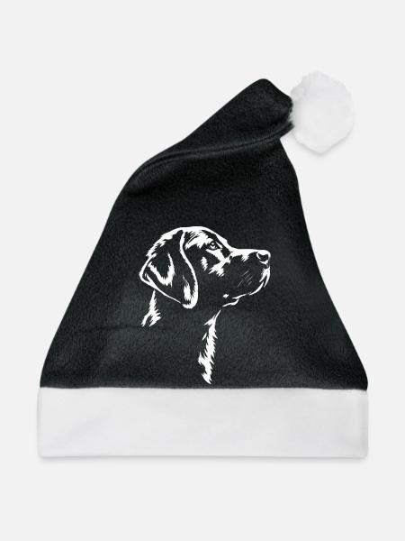 Labrador Kopf Portrait - Weihnachtsmütze - Schwarz/Weiß