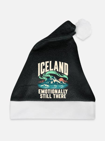 Island Nordlichter Reise Souvenir - Weihnachtsmütze - Schwarz/Weiß - Vorne
